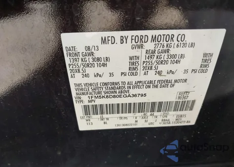 2014 Ford Explorer Xlt from USA, damaged, VIN 1FM5K8D80EGA36795